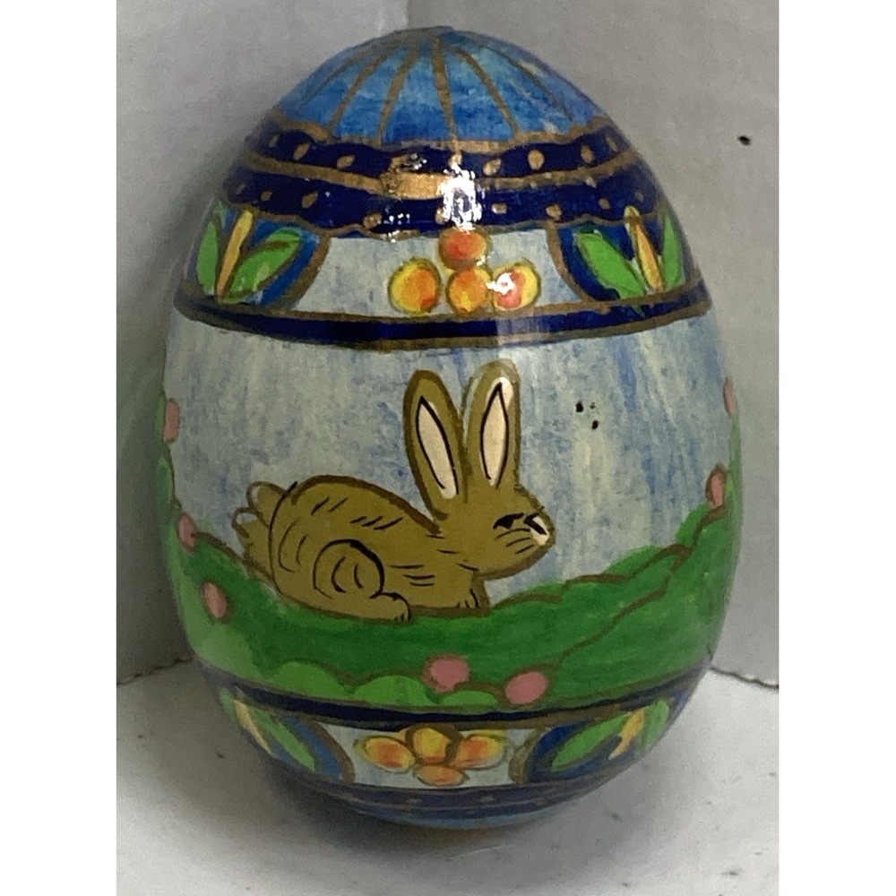 Vintage Wooden Hand Painted Easter Egg Fireside Company USA
